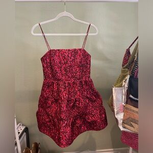 Alice + Olivia Pink & Black Floral Dress - “Jamila Fit & Flare Dress”